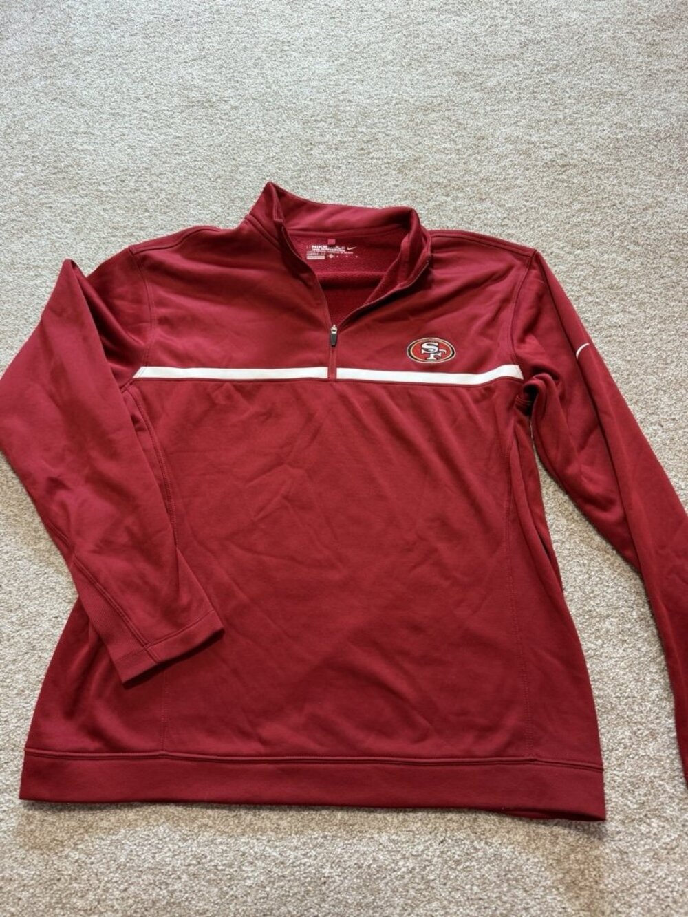 Nike Golf San Francisco 49er Ls NFL 1/4 Zip Red Pullover Sweater Size Medium